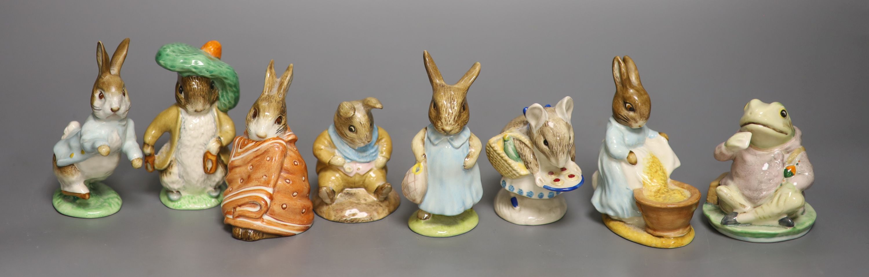 Beatrix Potter figures, seven Beswick and one Royal Albert,